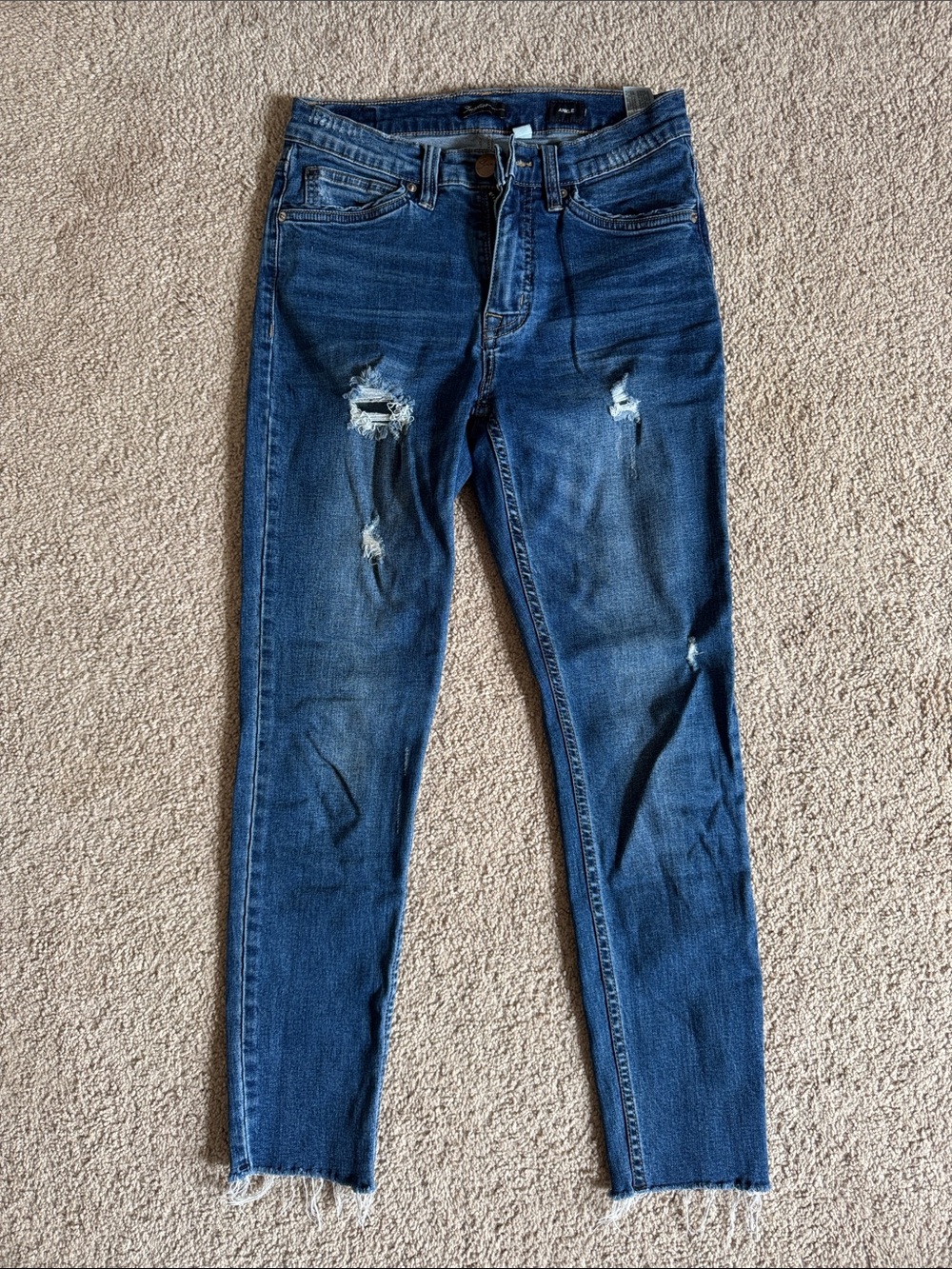 Women’s Distressed Dark Blue Skinny Jeans